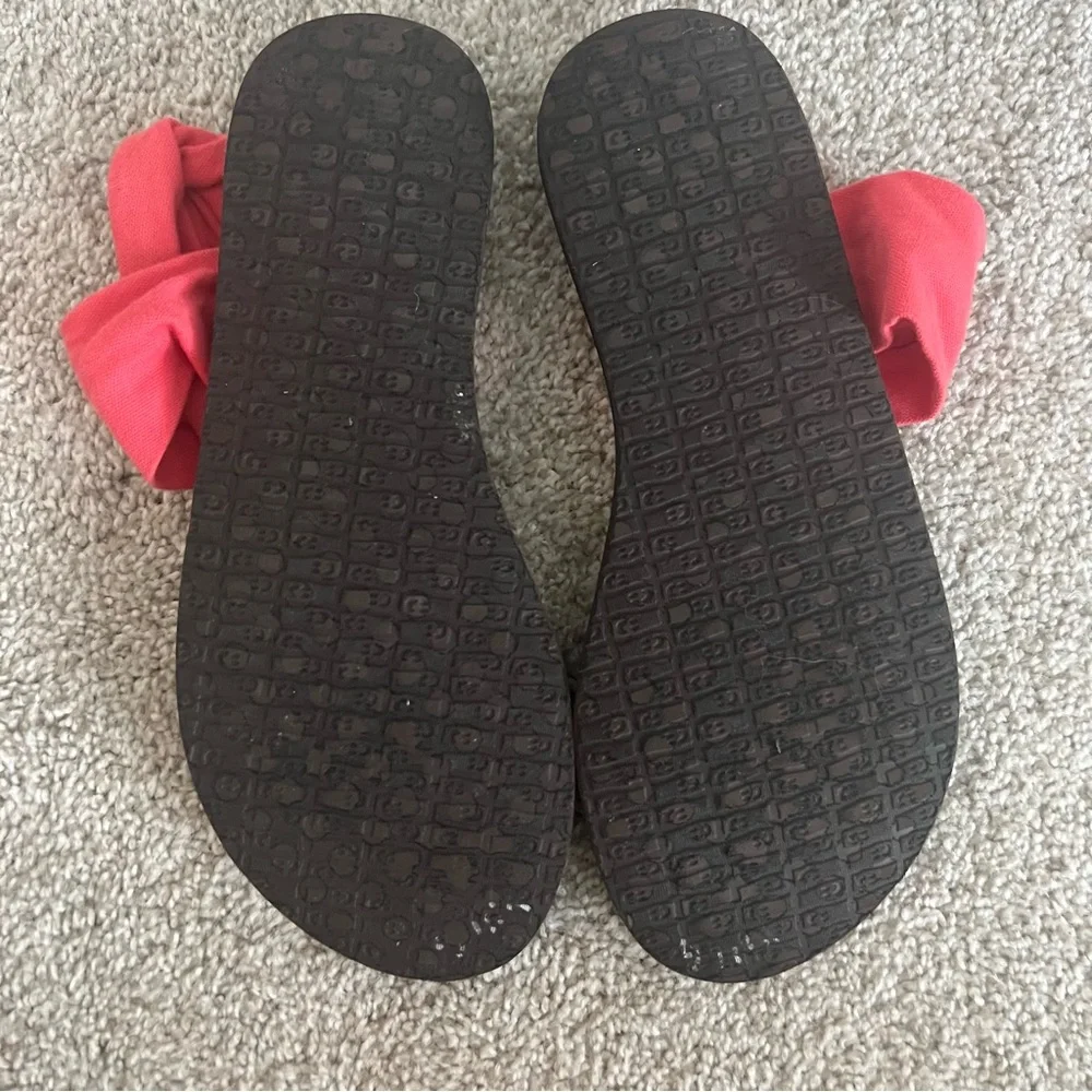 Sanuk Yoga Sling 2 Coral Pink Slip On Strappy Sandals - Picture 2 of 4